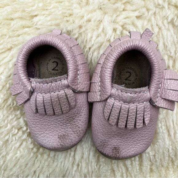 HeyFolks Baby Pink Soft Leather Moccasins Size 2 Made In Canada 3-9 M MiniMoc - Picture 3 of 7